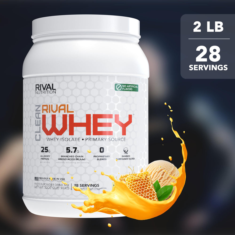 Close-up of ingredients showing isolate and concentrate for Rival Whey