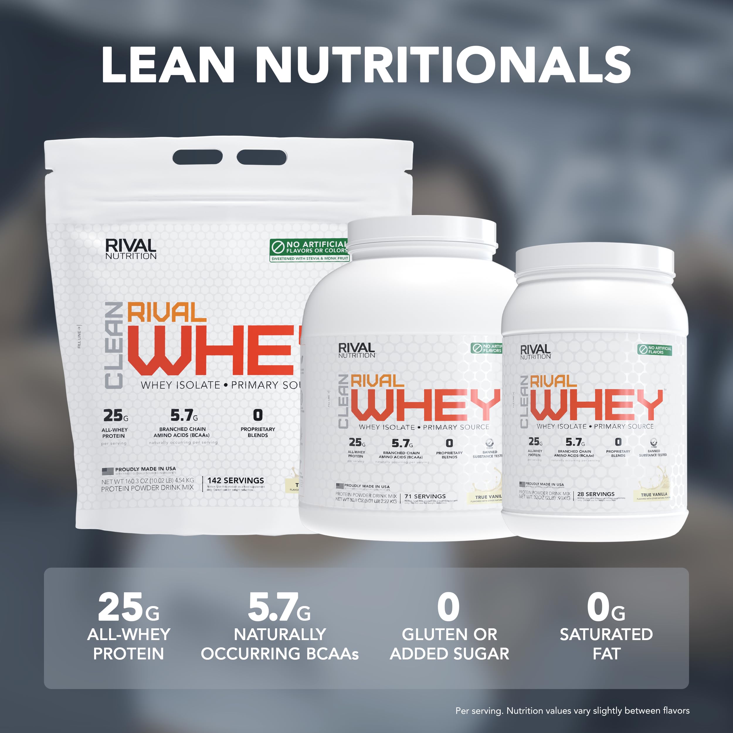 RIVAL NUTRITION packaging emphasizes rapid absorption for workouts.