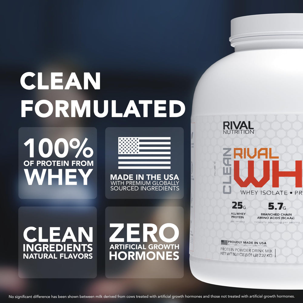 Rival Whey Clean Honey Nut Vanilla label closeup with natural flavors and no artificial ingredients