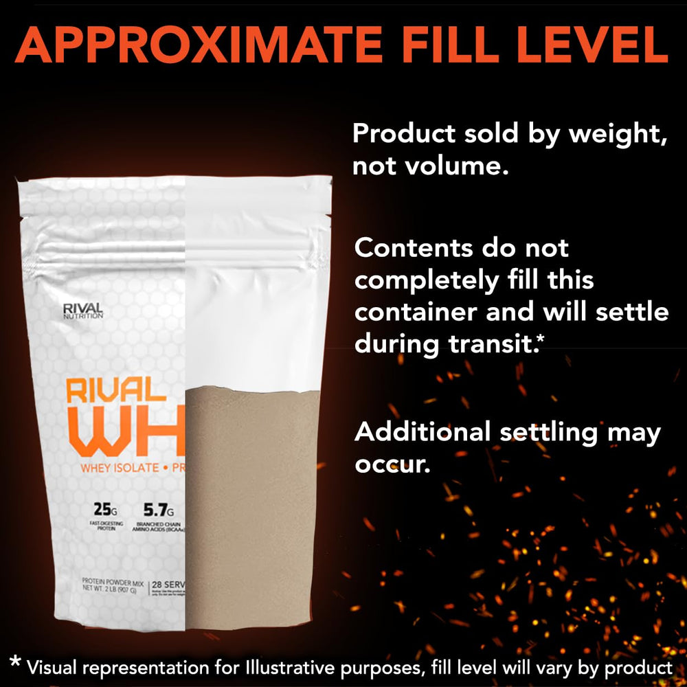 RIVAL NUTRITION Rival Whey Salted Caramel tub open showing powder ready to mix