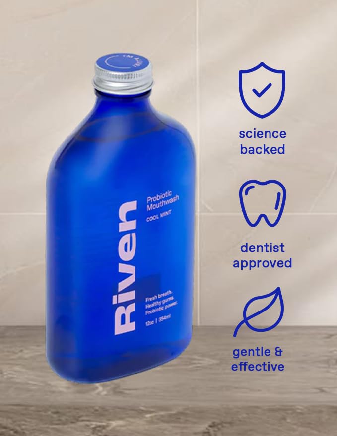 Riven Probiotic Mouthwash ingredients list with xylitol and prebiotics