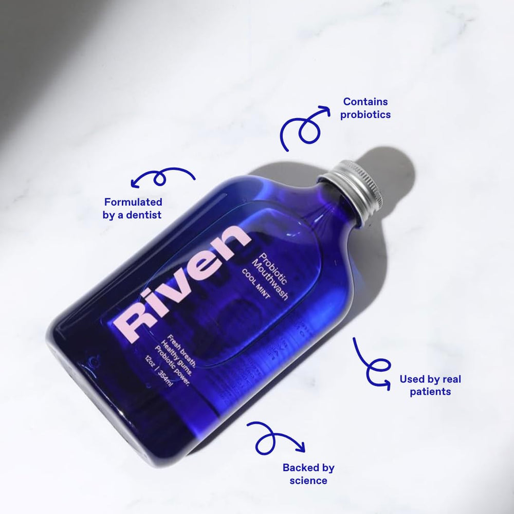 Riven Probiotic Mouthwash pour action ready for a refreshing swish