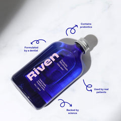 Riven Probiotic Mouthwash pour action ready for a refreshing swish