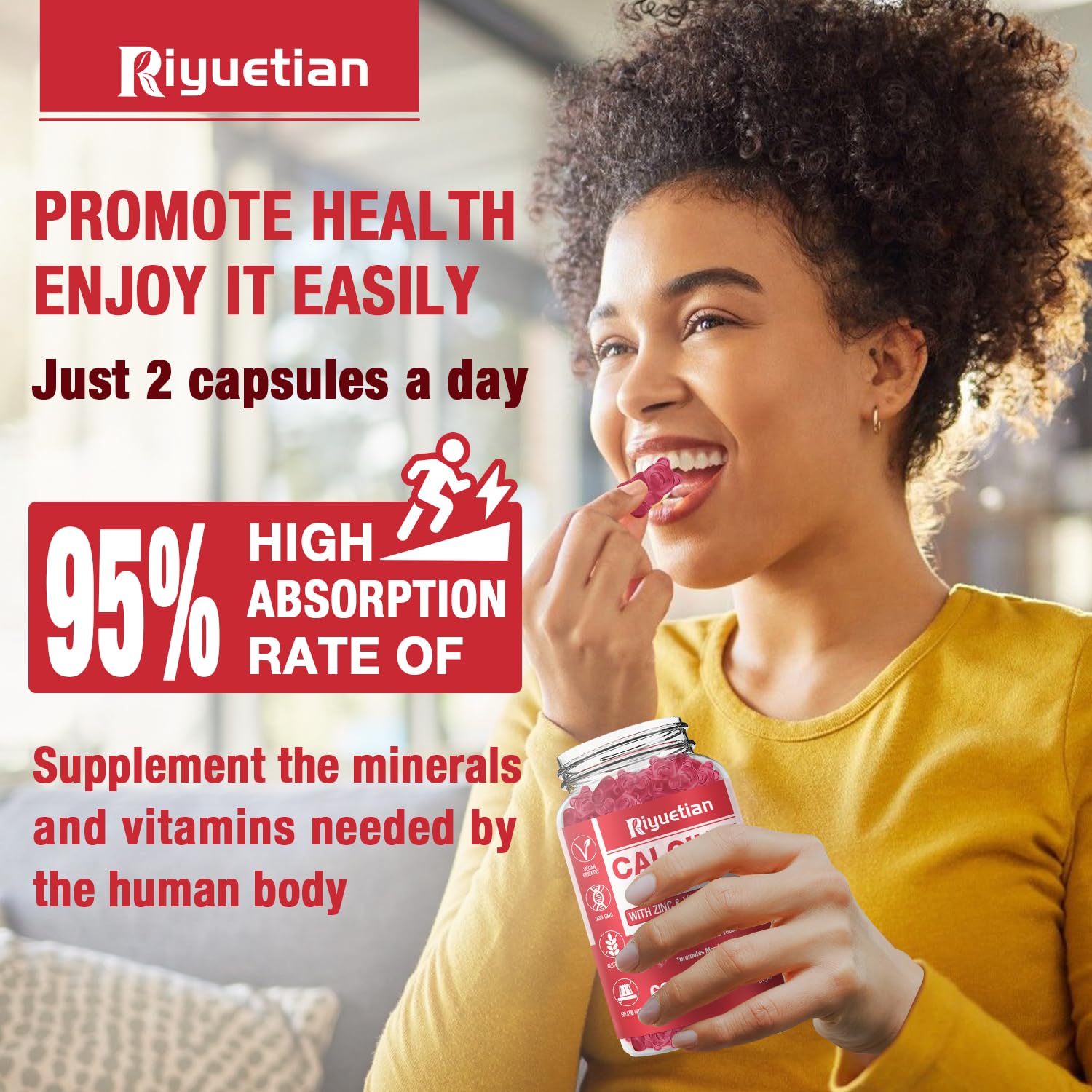 Riyuetian gummies closeup showing raspberry flavor for easy daily supplementation