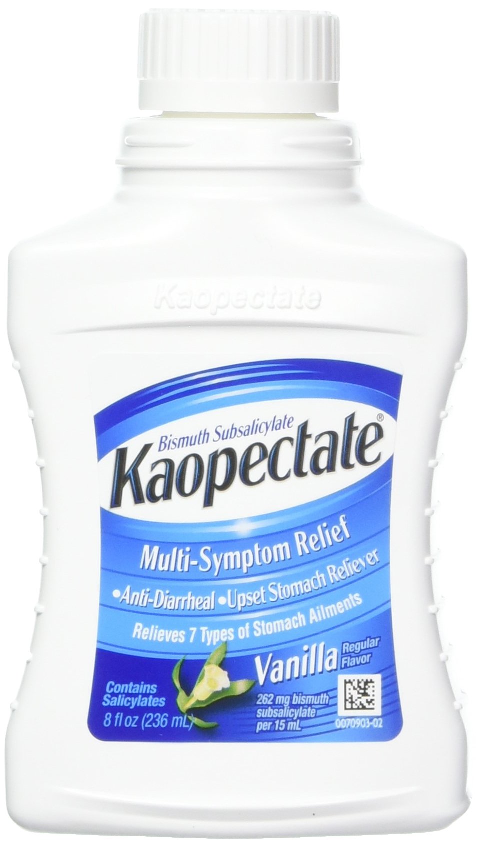 R-LAKE Kaopectate bottle with vanilla flavor offers quick, on-the-go stomach relief.