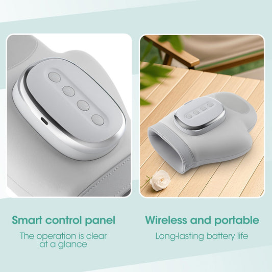 RnemiTe-amo cordless hand massager shown in portable design for travel.