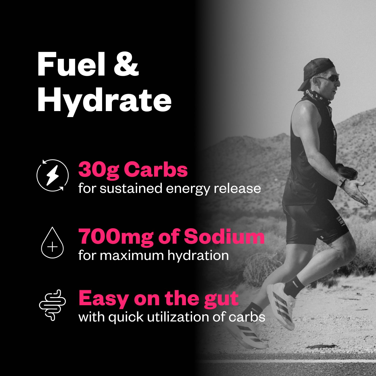 RNWY Salty Carbs glass with dissolved mix during a workout for hydration