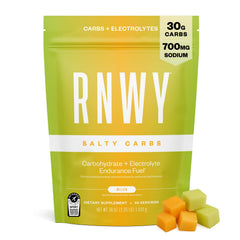 RNWY Salty Carbs Melon tub open for endurance fueling.