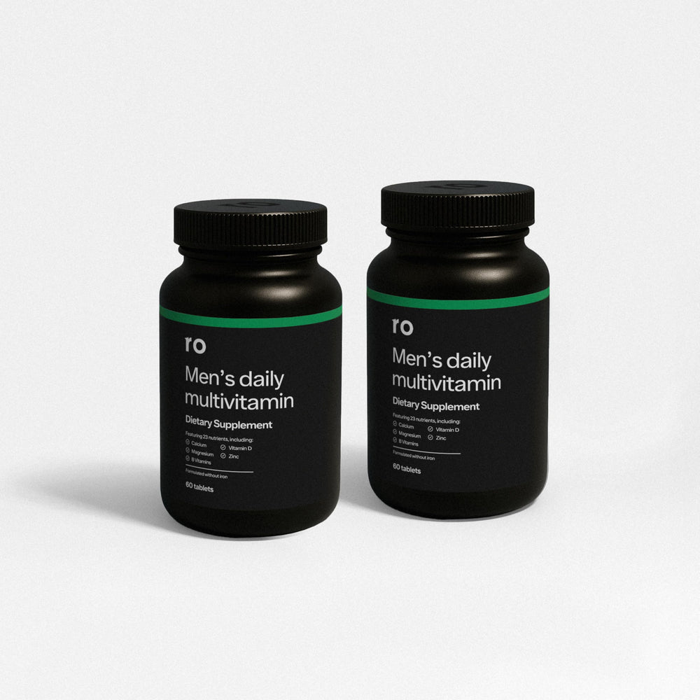 Ro Daily Multivitamin for Men bottle supports daily energy and wellness.