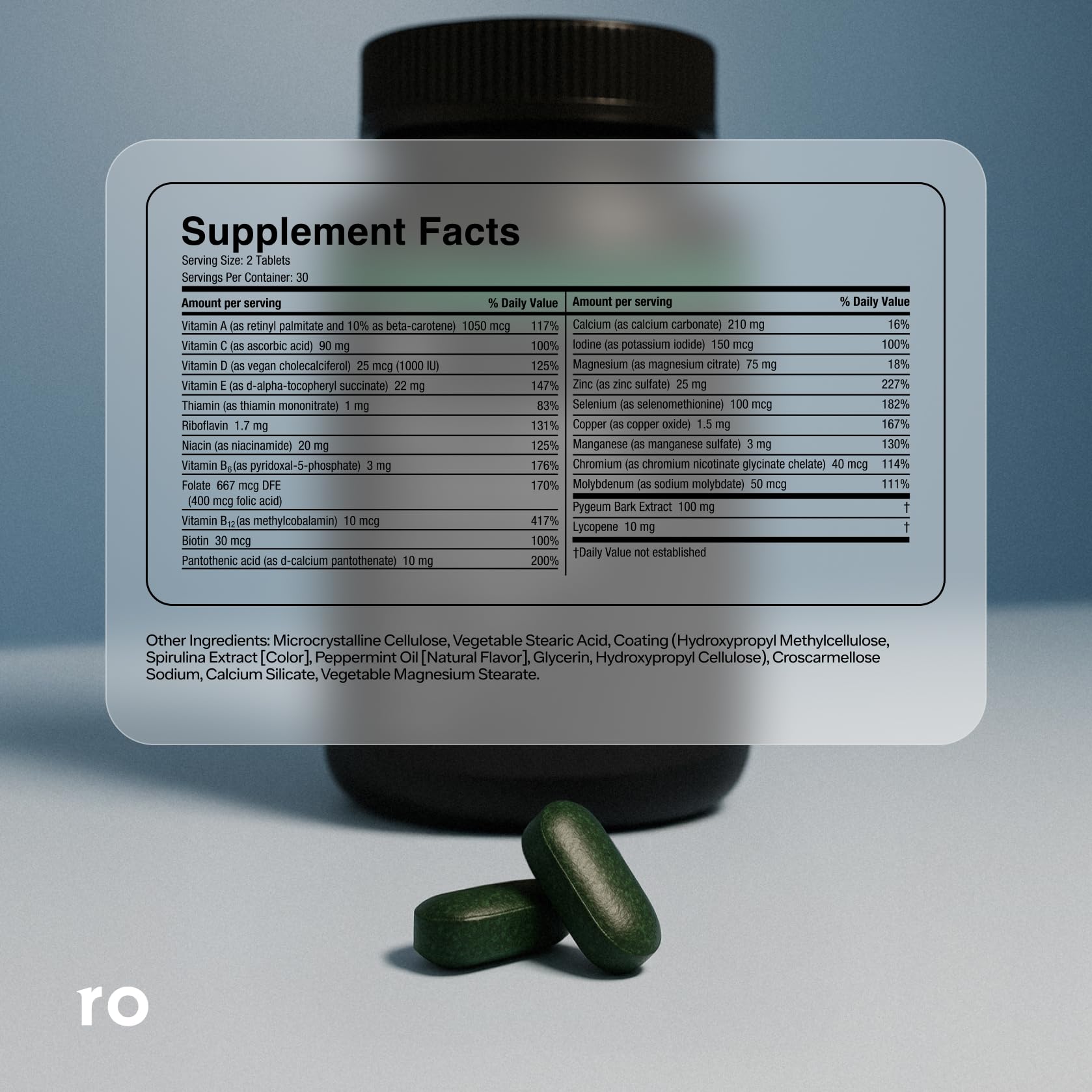 Ro Daily Multivitamin for Men packaging on shelf showing 60-day supply.