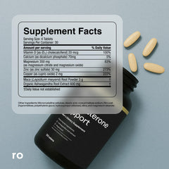 Ro Testosterone Support capsules closeup for easy daily supplementation