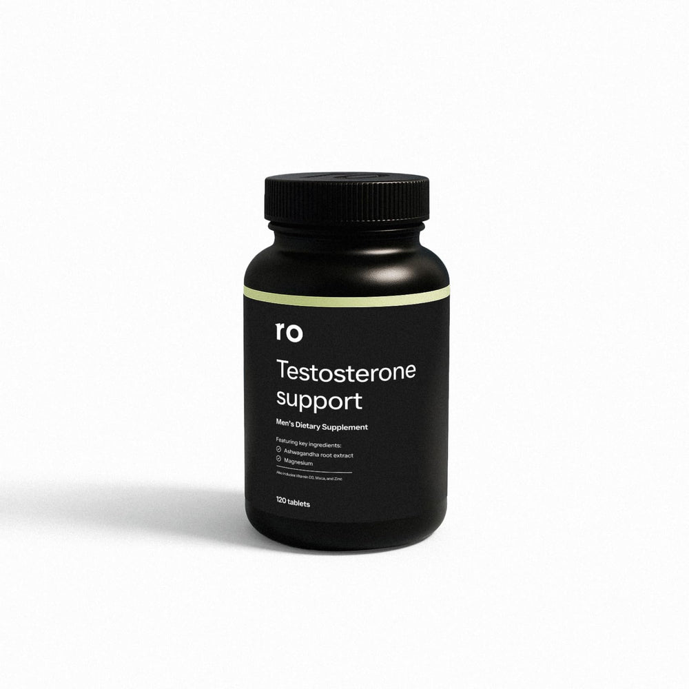 Ro Testosterone Support daily use scene on table with glass