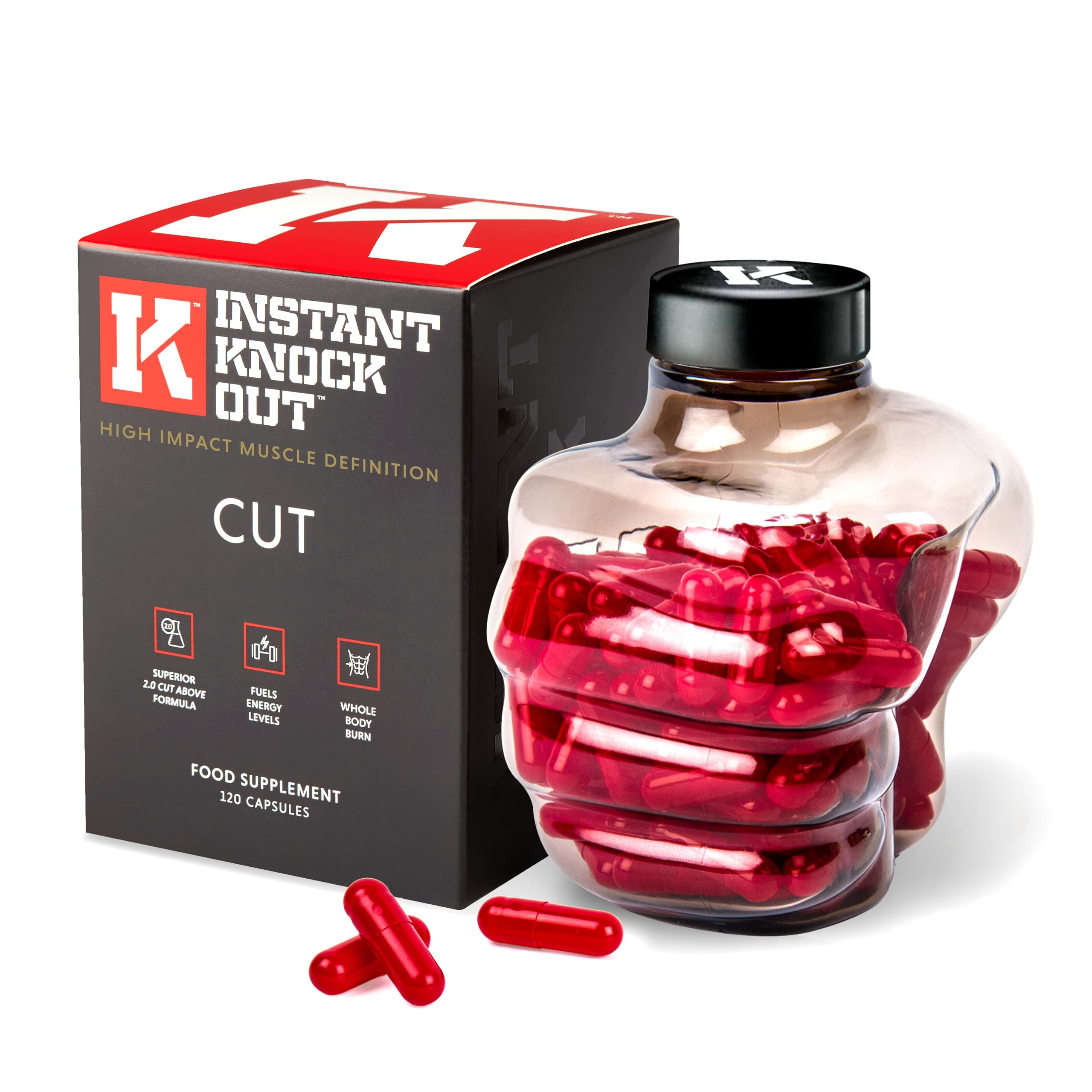 ROAR AMBITION Instant Knockout bottle front shows premium packaging for workout-ready fat burning