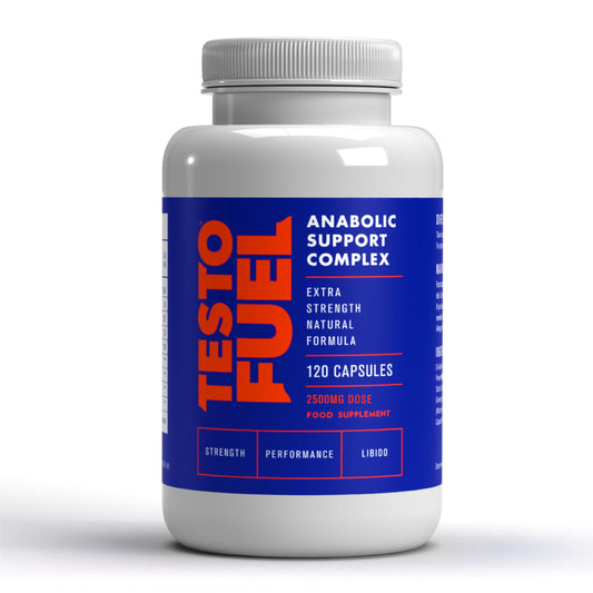 ROAR AMBITION TestoFuel bottle with pills supports normal testosterone levels daily.