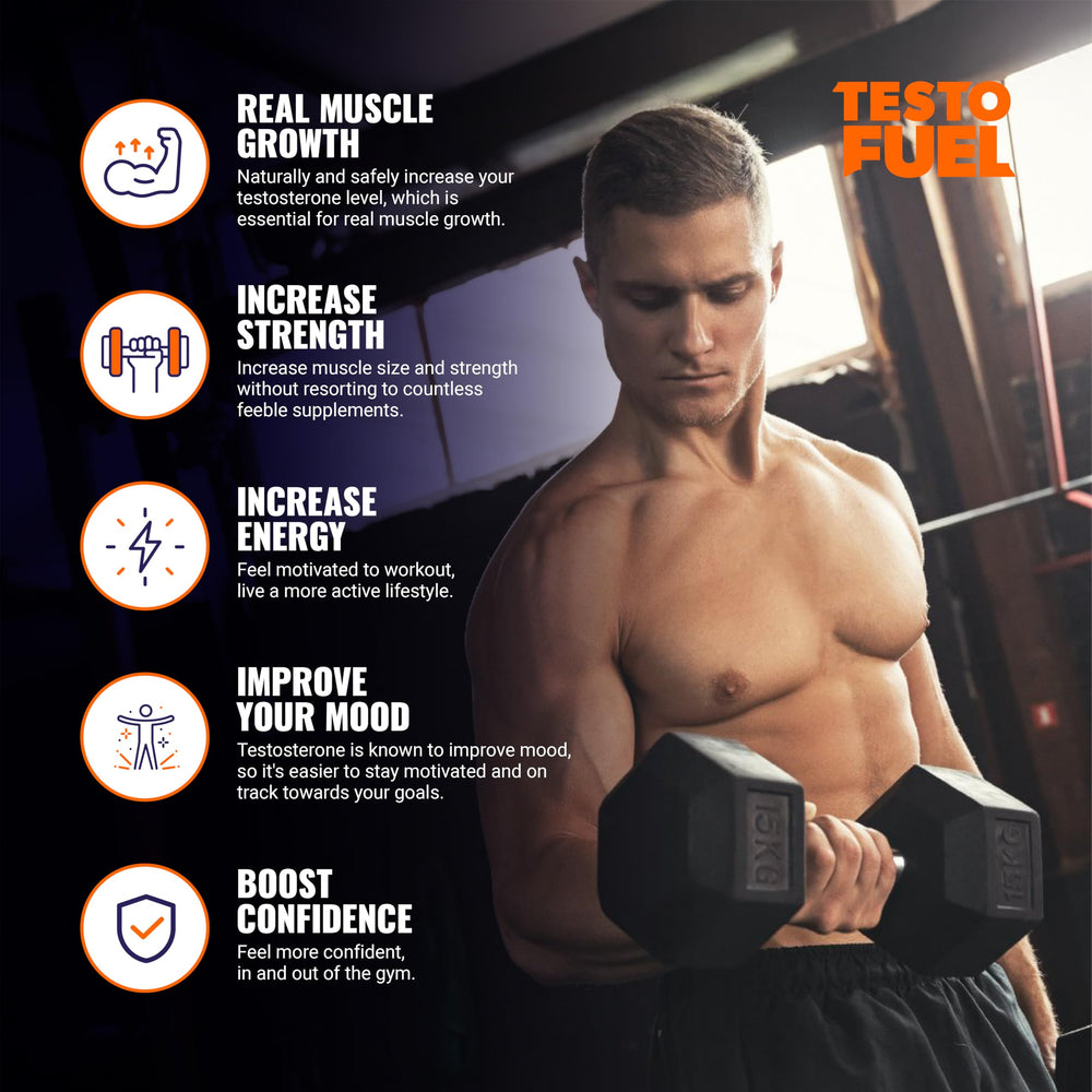 ROAR AMBITION TestoFuel pills closeup emphasizes natural ingredients for balanced performance.