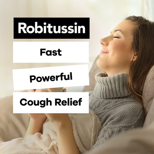 Robitussin Honey DM bottle back label showing dosage information.