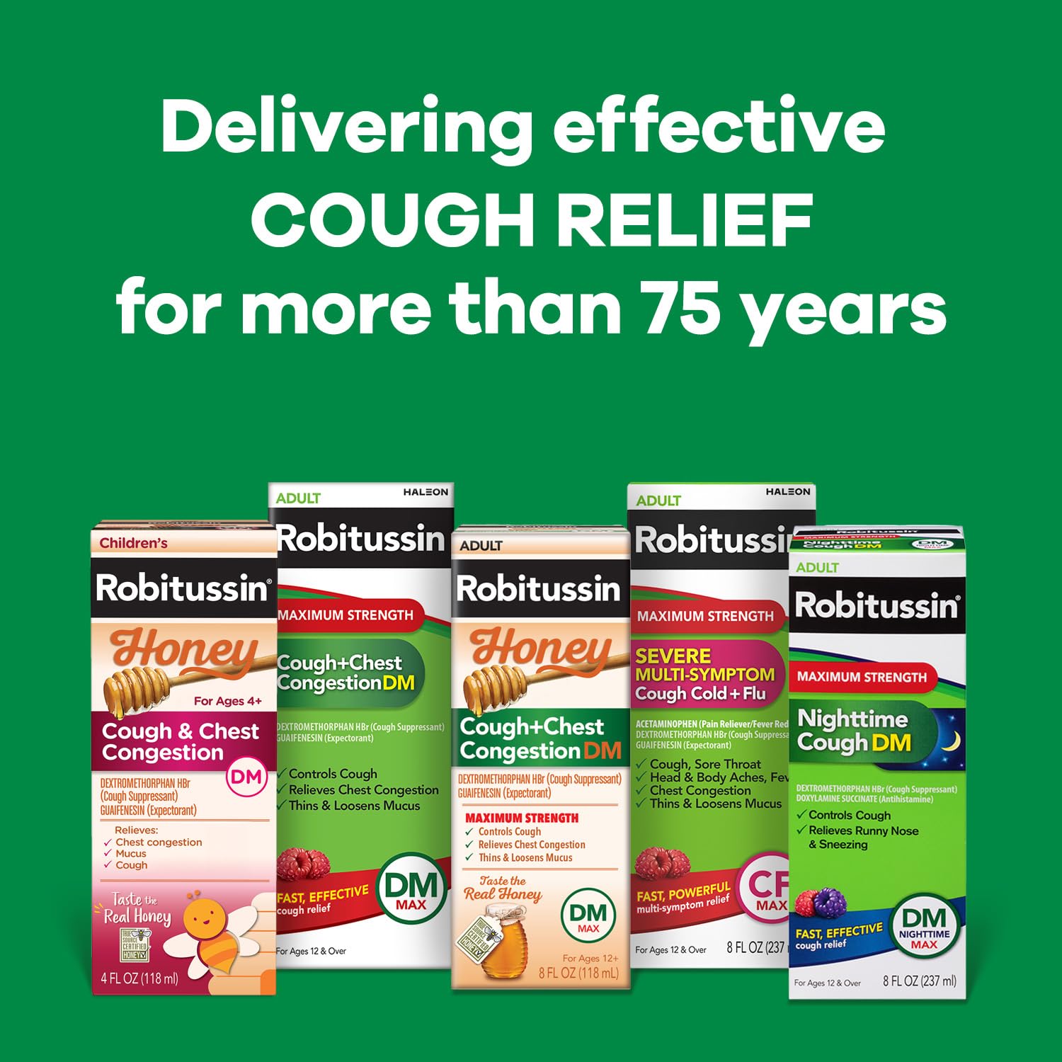 Robitussin Honey DM honey content percentage on the label.