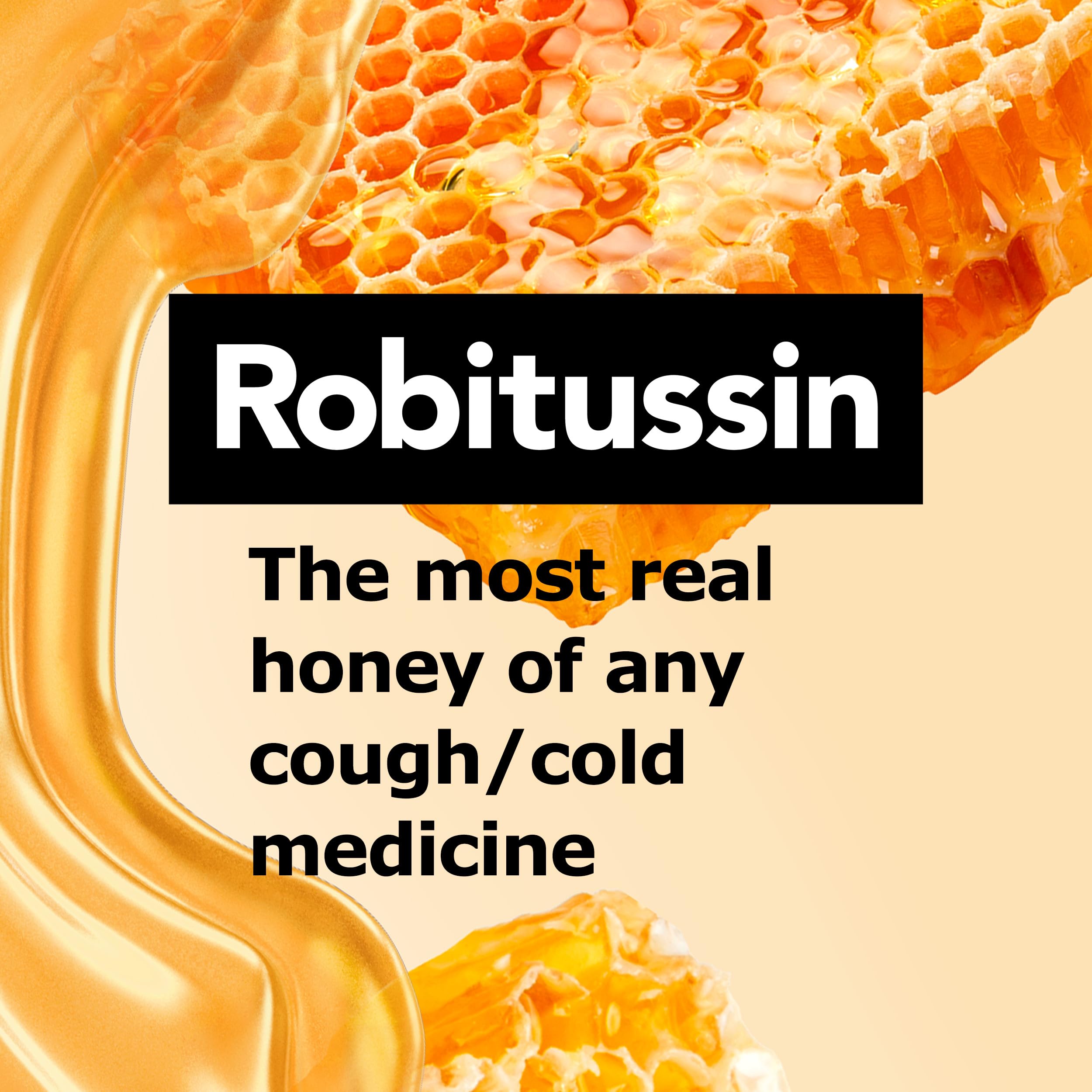 Robitussin Honey DM close-up of True Source certified honey.