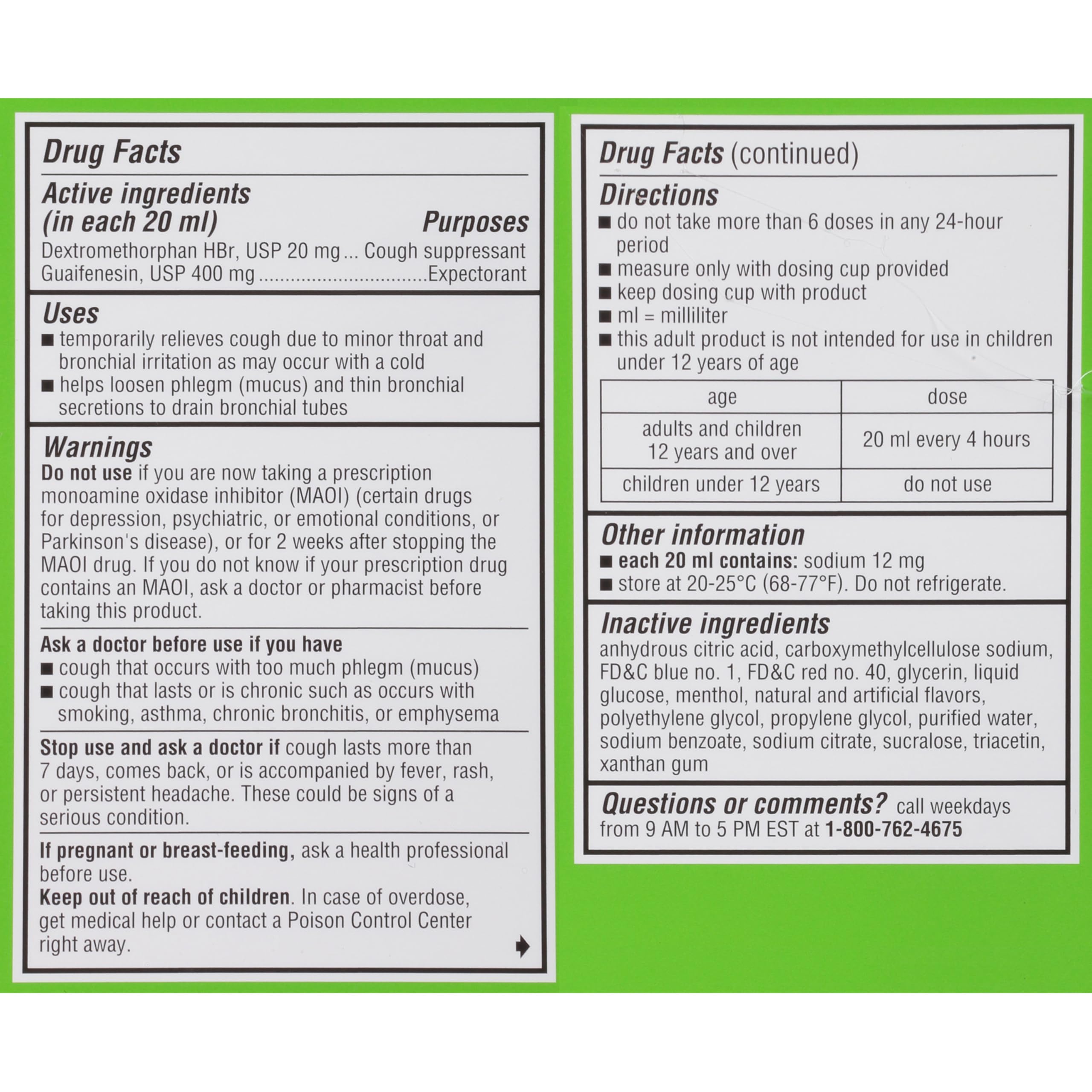 Robitussin packaging box front displays branding