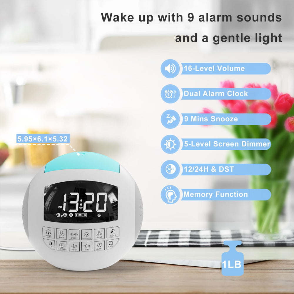 ROCAM 42 Sound dual-alarm display demonstrates separate wake times for family