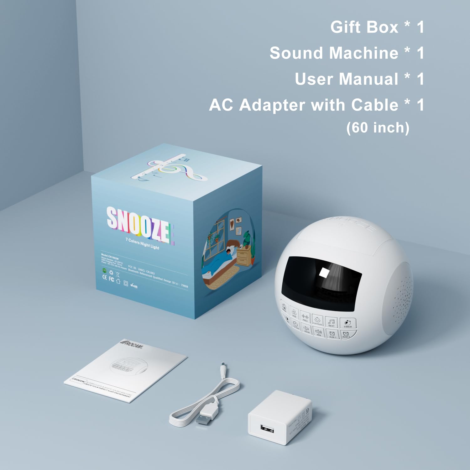 ROCAM timer-settings view shows auto-off options for tailored sleep routines