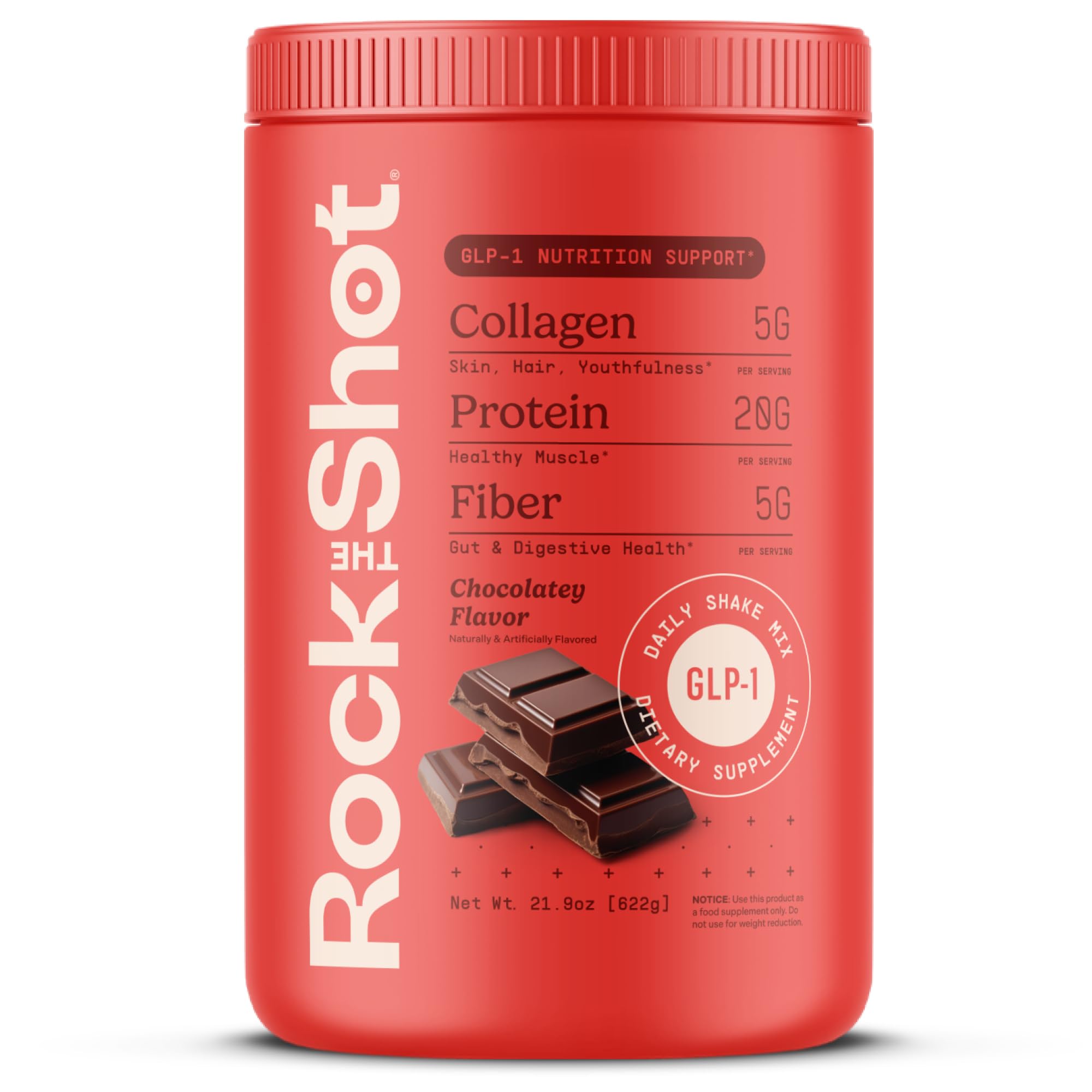 Rock The Shot GLP-1 chocolate bottle for a convenient daily shake during GLP-1 weight loss