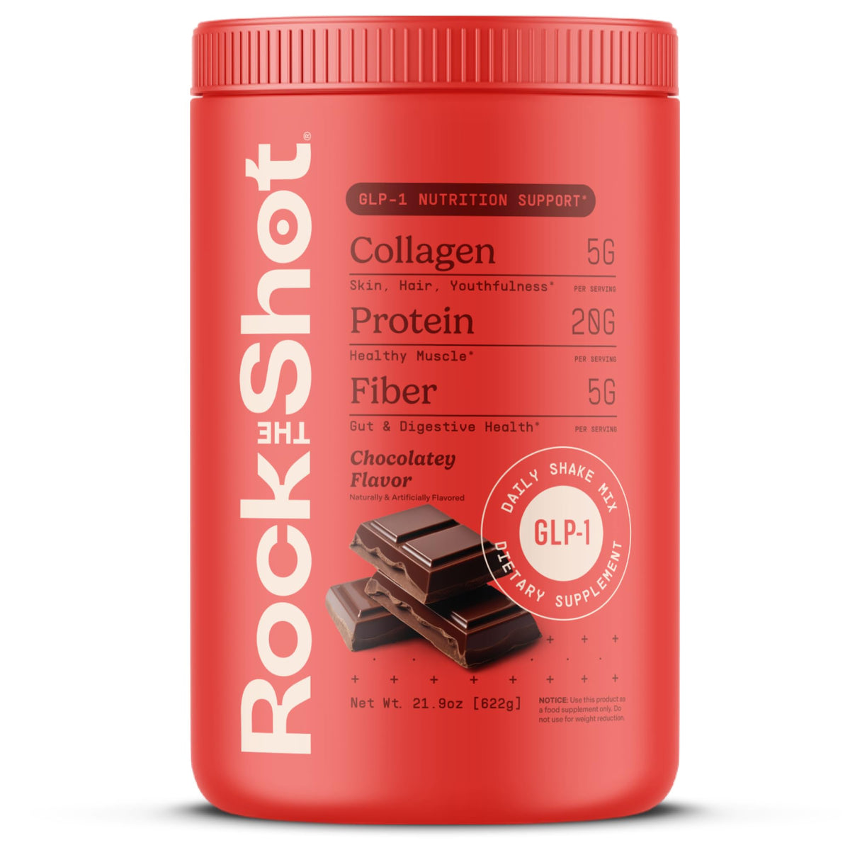 Rock The Shot GLP-1 chocolate bottle for a convenient daily shake during GLP-1 weight loss