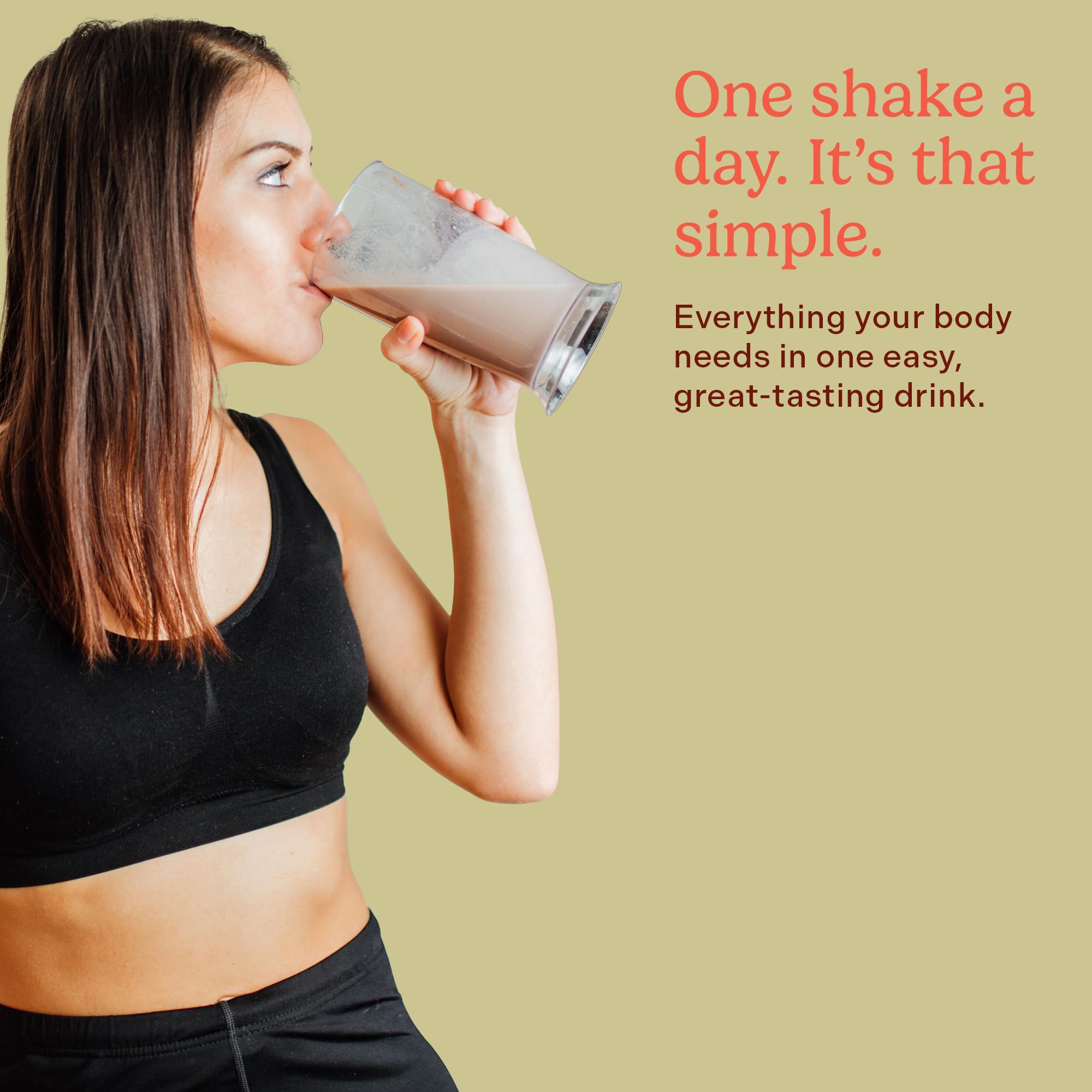 Rock The Shot GLP-1 chocolate label highlights 20g protein and 20+ vitamins for daily balance