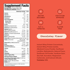ROCK THE SHOT GLP-1 shake chocolate serving-scoop shows convenient nutrition on the go.