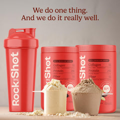 Rock The Shot GLP-1 shake on the counter fits a busy routine