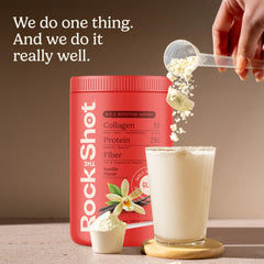 ROCK THE SHOT vanilla shake glass ready for a smooth daily ritual