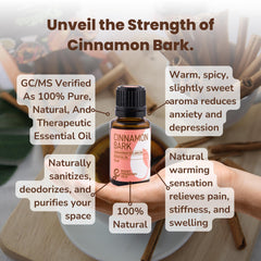 Rocky Mountain Oils Cinnamon Bark for topically diluted massage oil, warming muscles.