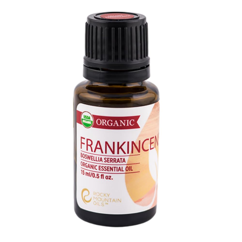 Rocky Mountain Oils frankincense 15ml bottle with dropper for precise diffusion