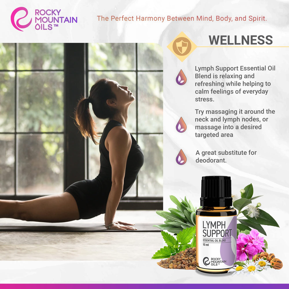 Rocky Mountain Oils Lymph Support oil pour—easy topical application for massage.