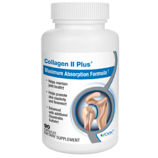 Roex Collagen II Plus bottle for daily joint support and skin nourishment.