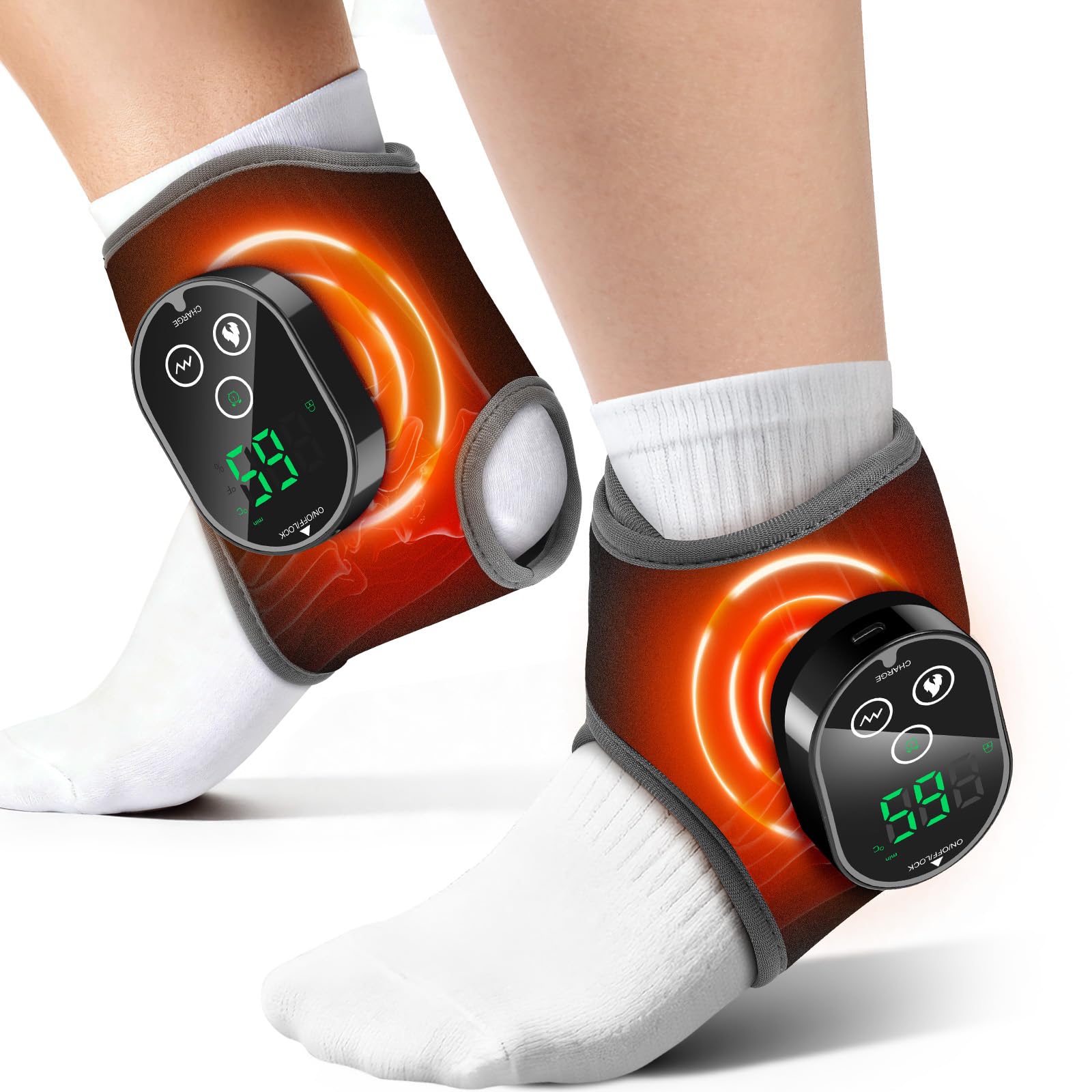 ROHVEMJ 2-pack heated ankle wraps for simultaneous warmth and comfort