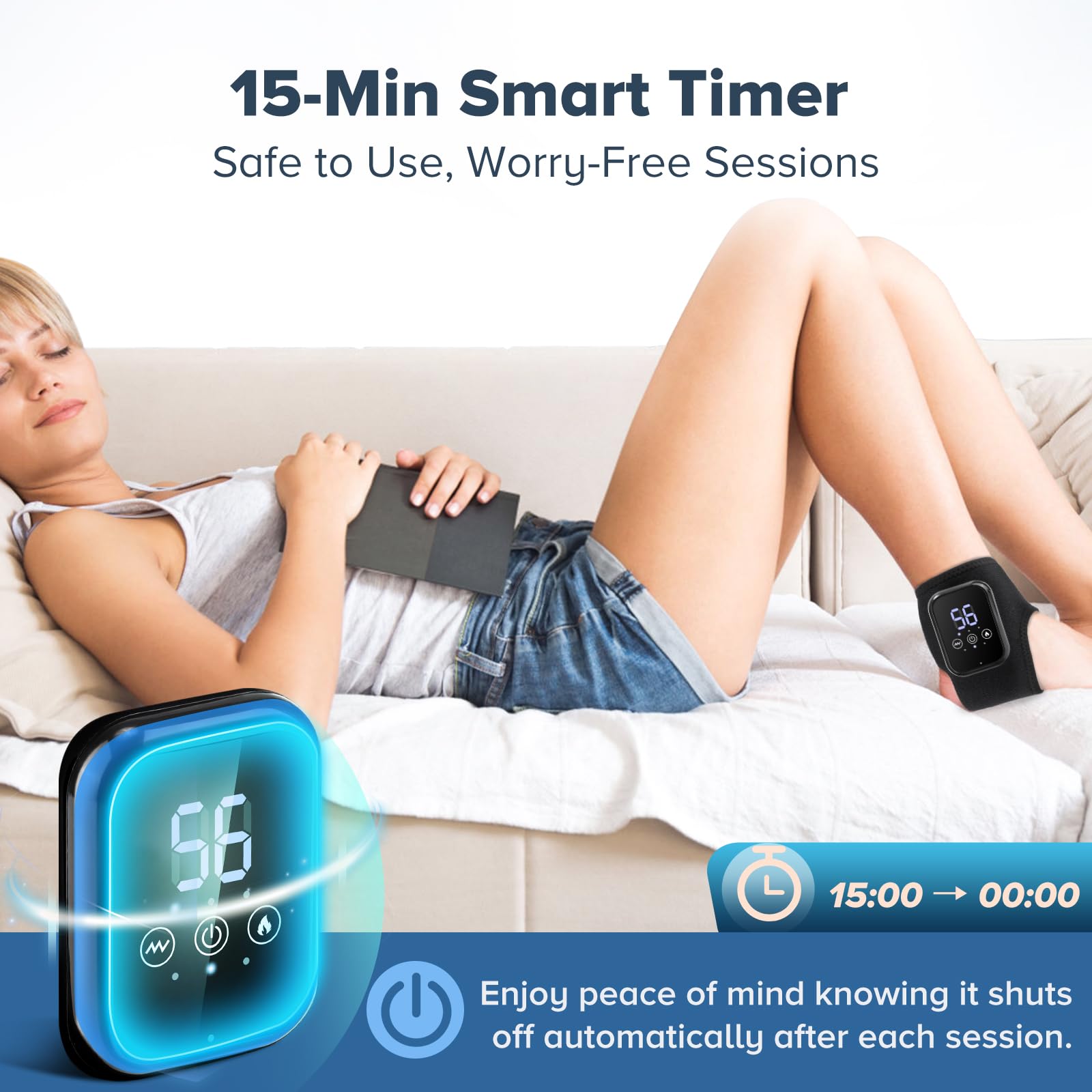 ROHVEMJ cordless foot ankle heating pad supports USB-C fast charging for quick power.