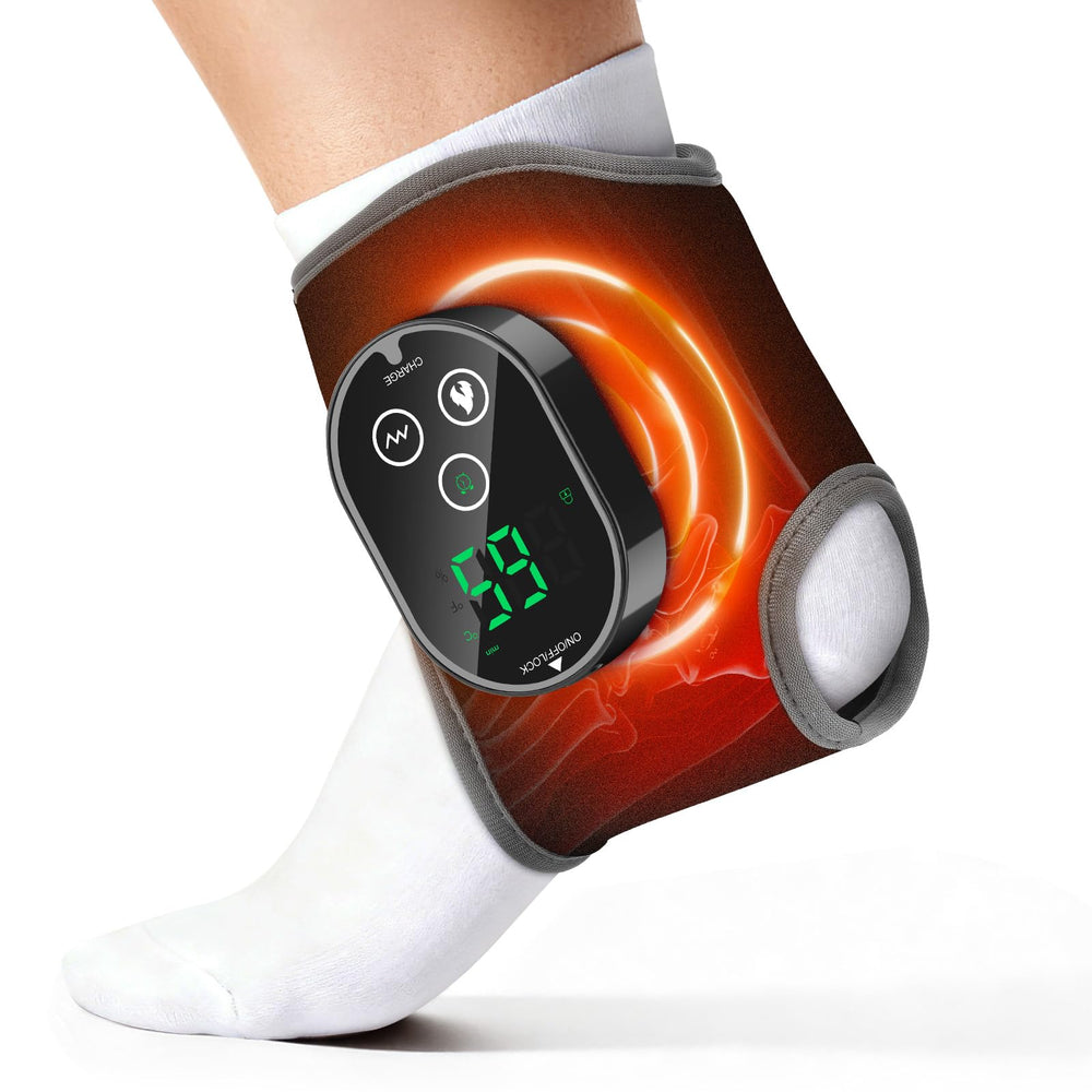 ROHVEMJ cordless foot ankle heating wrap in use delivers portable warmth for tired ankles.