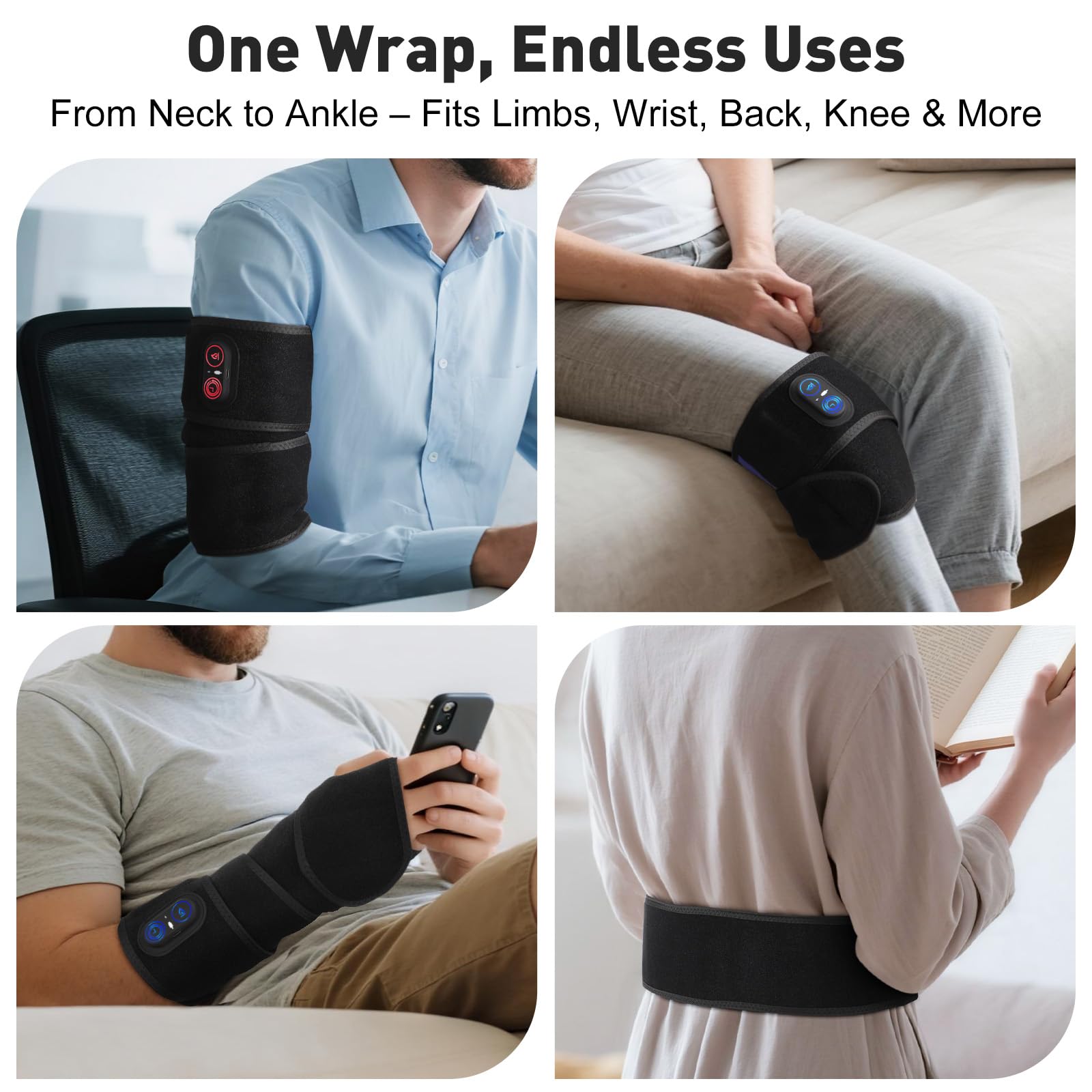 ROHVEMJ thigh and knee wrap offers deep heat for leg comfort.