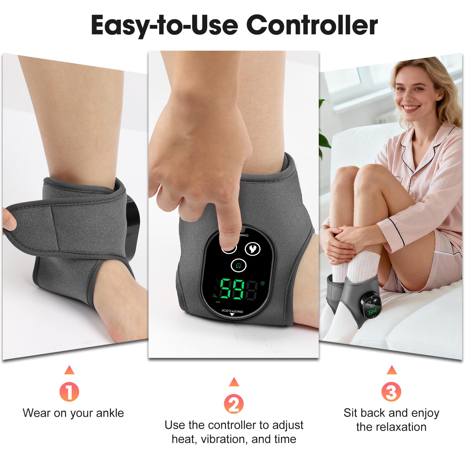 ROHVEMJ massage mode active for soothing foot relief.