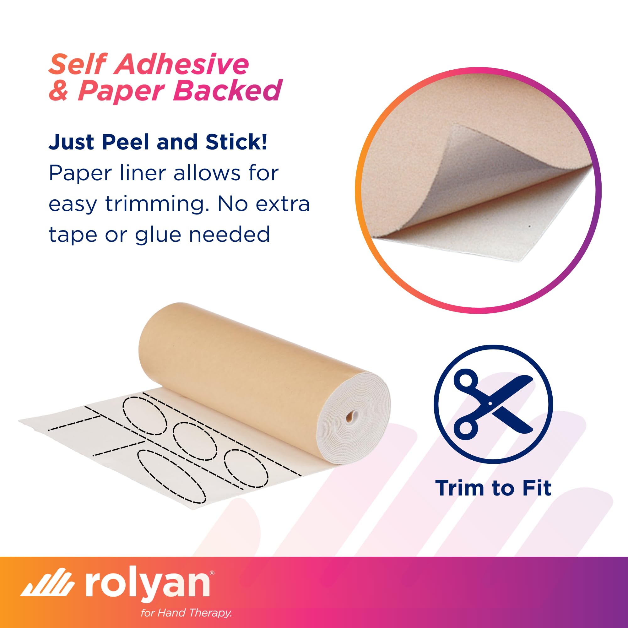 Rolyan Moleskin Roll being cut to fit for a personalized protection