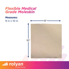 Close-up of Rolyan moleskin soft fabric padding with paper backing for easy application