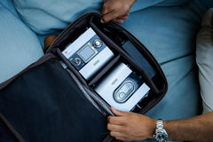 ROMFRE CPAP travel bag rear luggage pass-through simplifies airport transfers