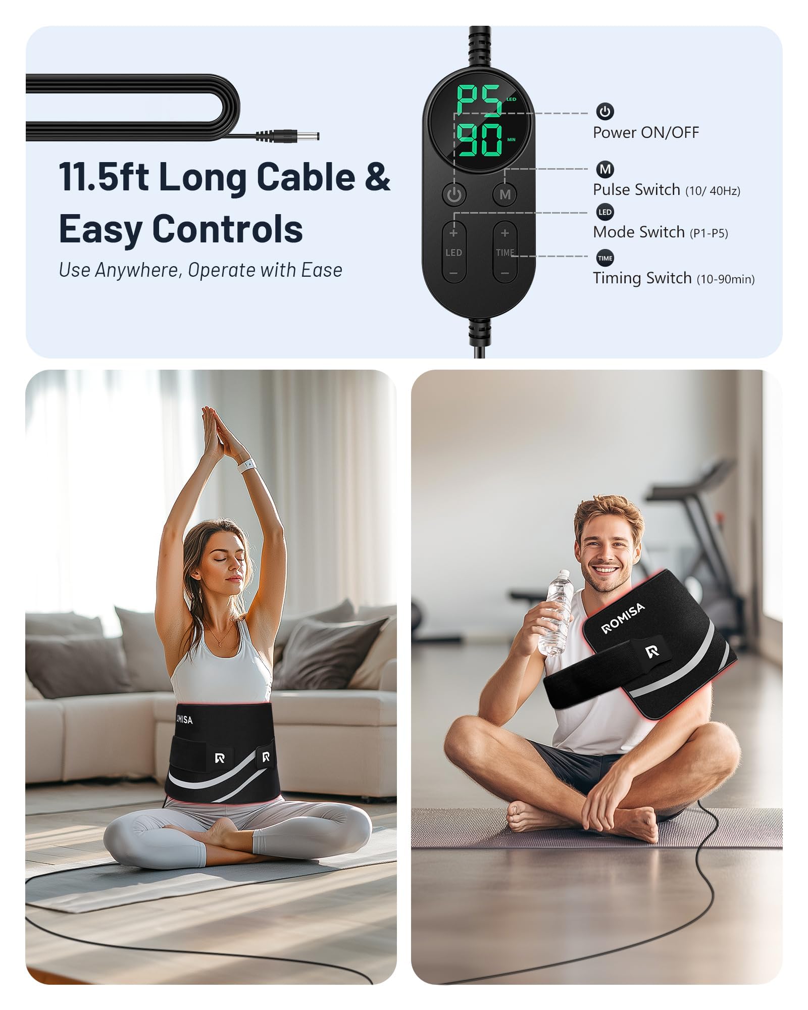 ROMISA controller with long cord for easy adjustments during therapy