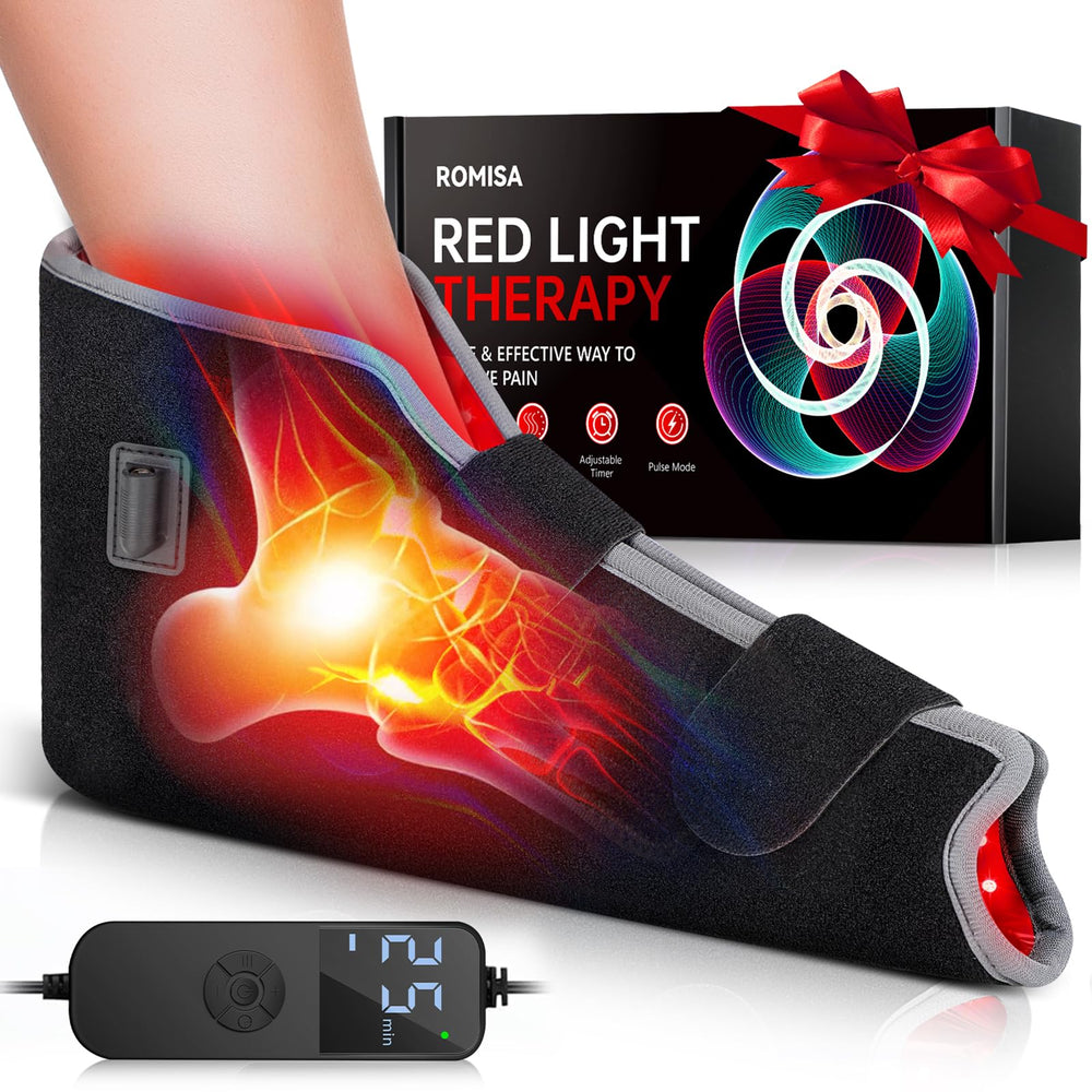 ROMISA foot wrap with 660nm-850nm therapy targets feet for soothing relief