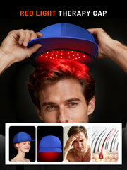ROMISA red light cap side view showing compact fit during use