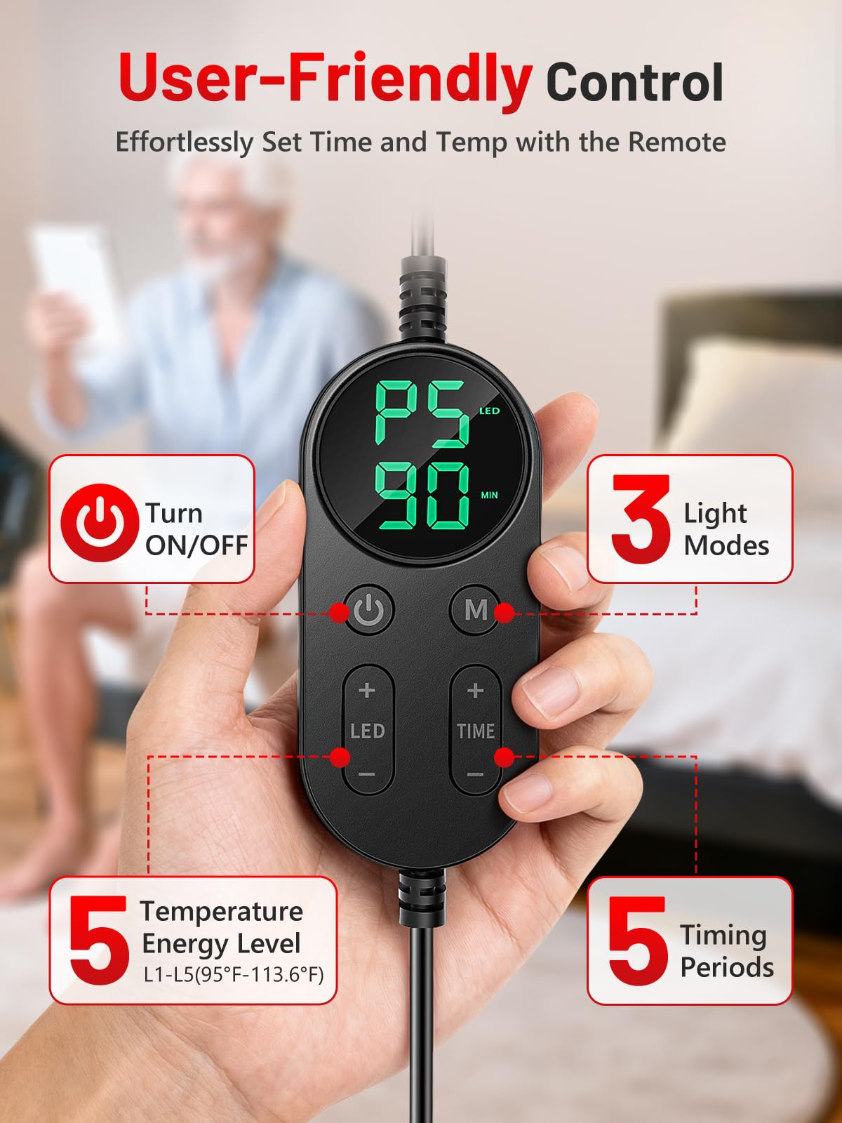 ROMISA near-infrared blend of 660nm and 850nm for soothing warmth.