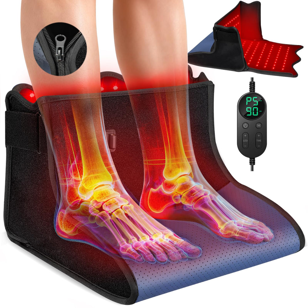 ROMISA red light feet wrap front view with full foot coverage for targeted relief possibilities.