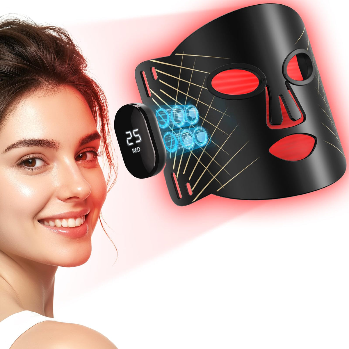 ROMISA red-light mask with full-face LED coverage for even illumination