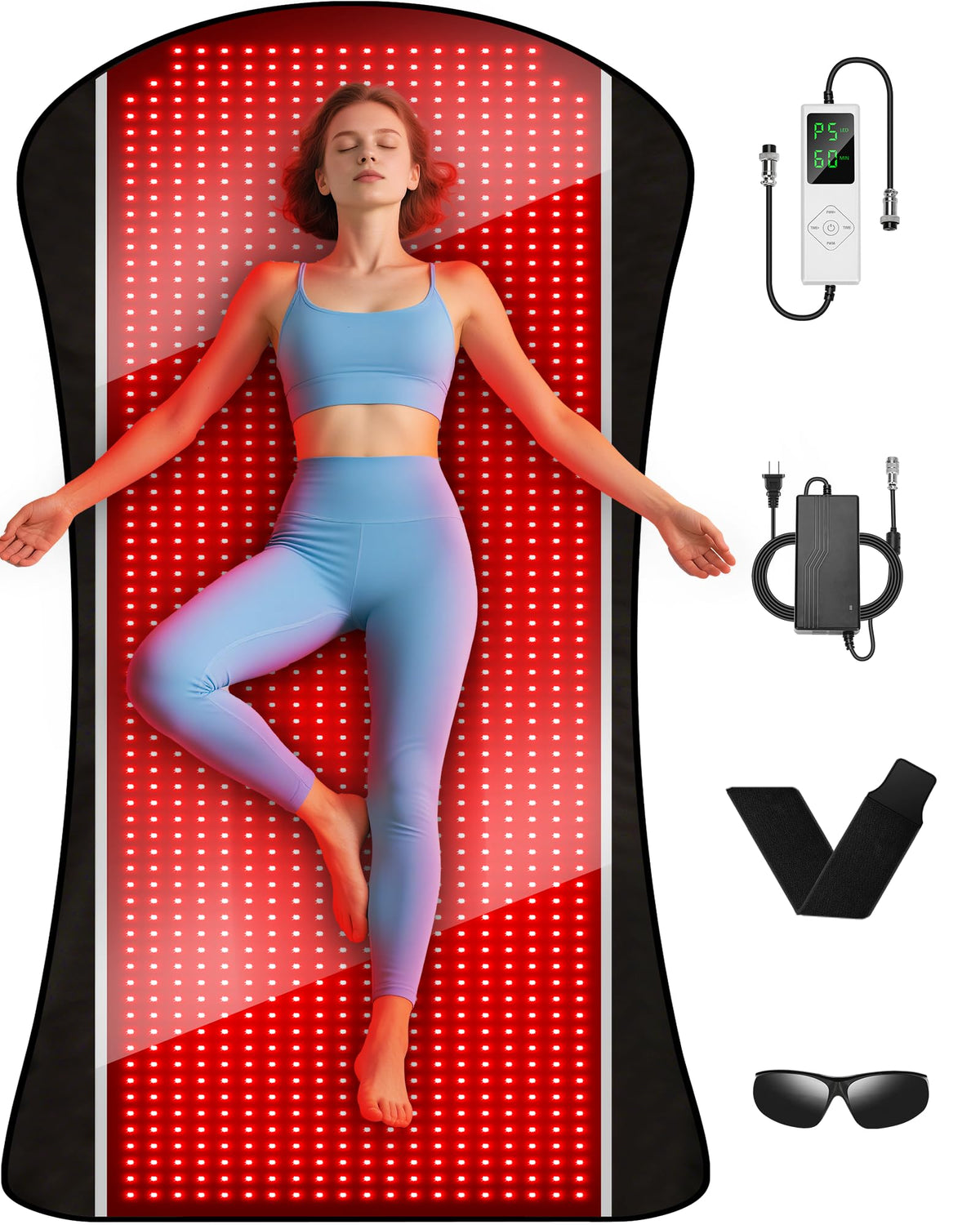 ROMISA red light therapy mat showing full-body coverage for home wellness sessions